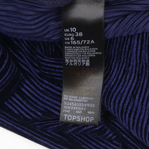 Topshop Women's Blue Striped Wide-Leg Trousers Size 10