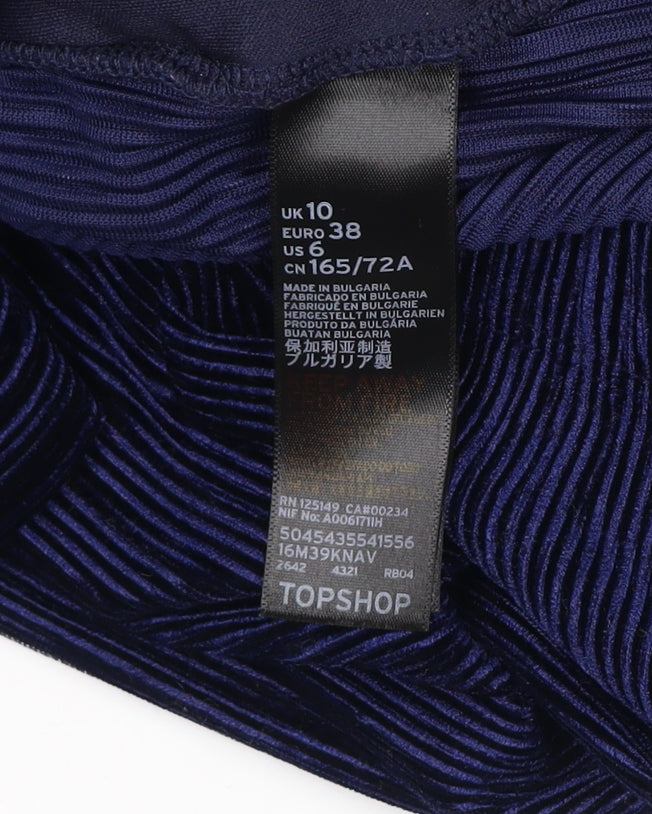 Topshop Women's Blue Striped Wide-Leg Trousers Size 10