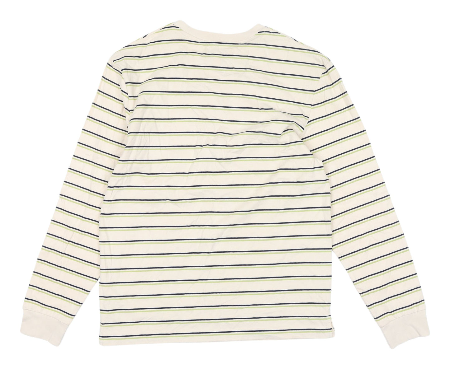 Marks and Spencer Men's Beige Striped Long Sleeve T-Shirt