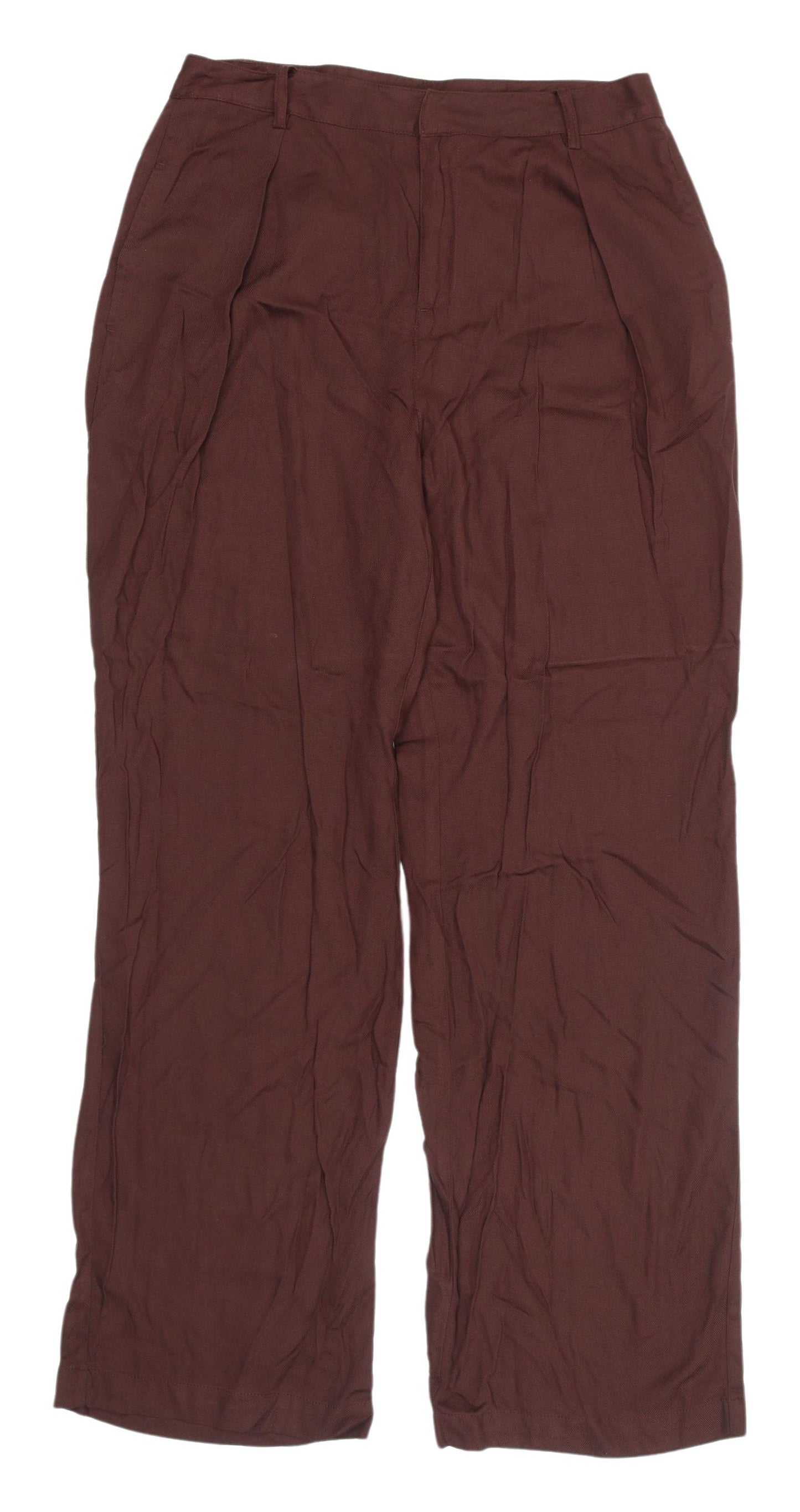 Next Women Brown Pleated Trousers Size 12