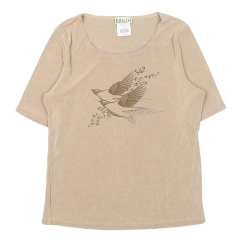 Kim & Co Women's Beige Bird T-Shirt - Medium