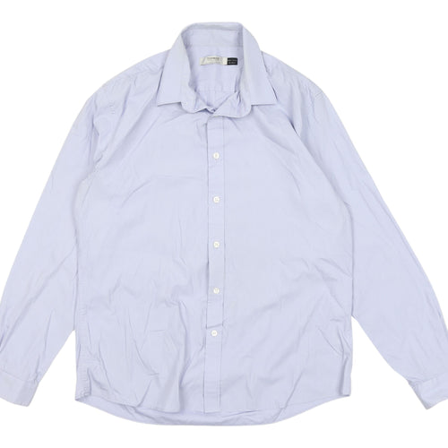 Topman Men's Blue Long Sleeve Button-Up Shirt L