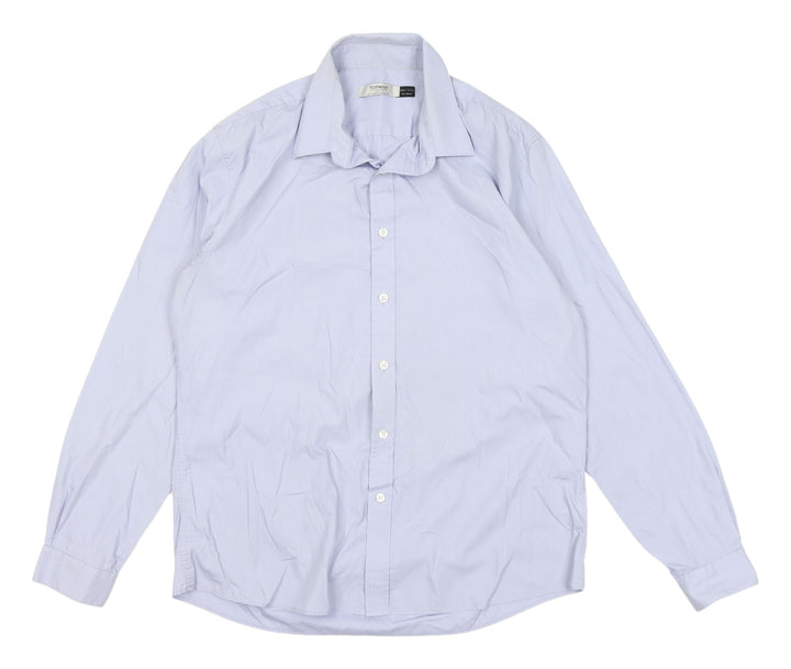 Topman Men's Blue Long Sleeve Button-Up Shirt L