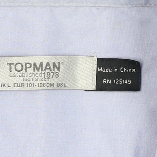 Topman Men's Blue Long Sleeve Button-Up Shirt L