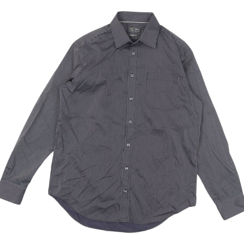 Marks and Spencer Men's Grey Striped Shirt 16