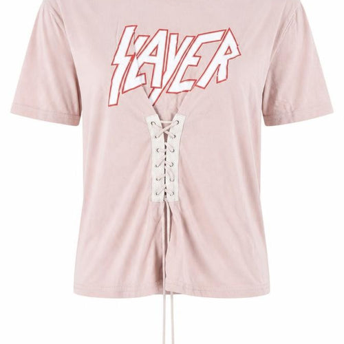 Eight Paris Women's Pink Cropped Rock T-Shirt S
