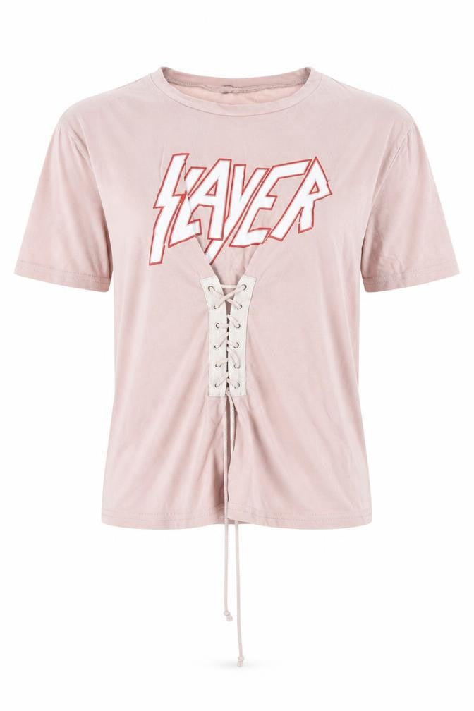 Eight Paris Women's Pink Cropped Rock T-Shirt S