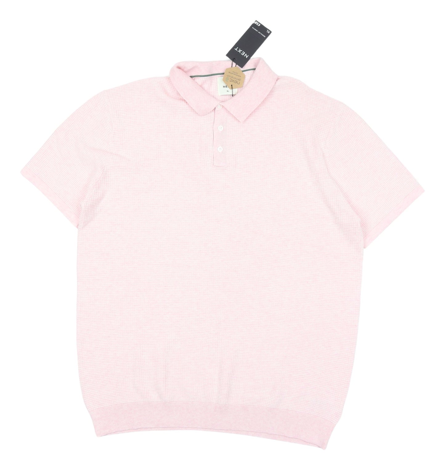 Next Men's Pink Polo Shirt XL Cotton Short Sleeve