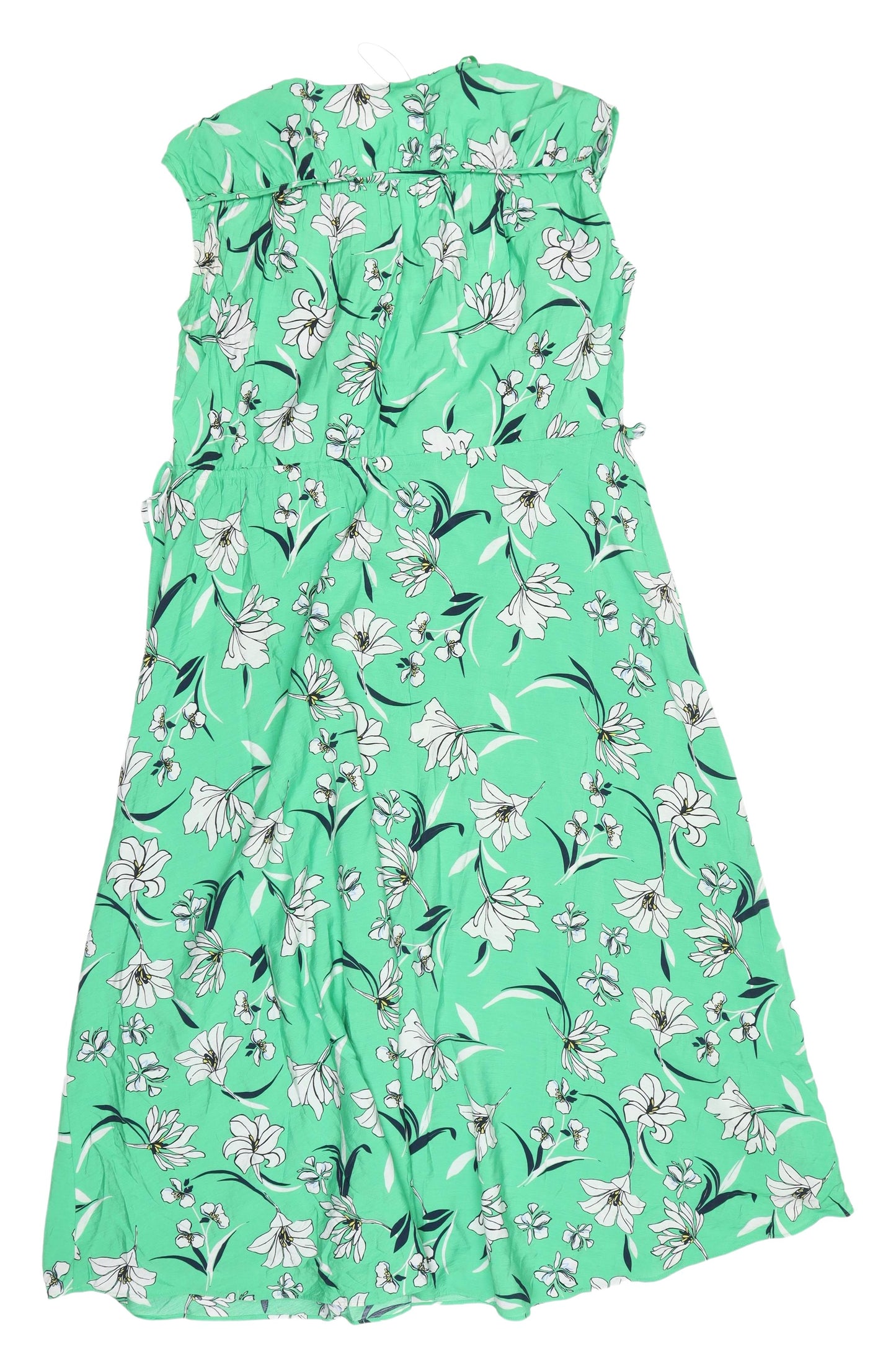 Marks and Spencer Green Floral Midi Dress Viscose Women's 12