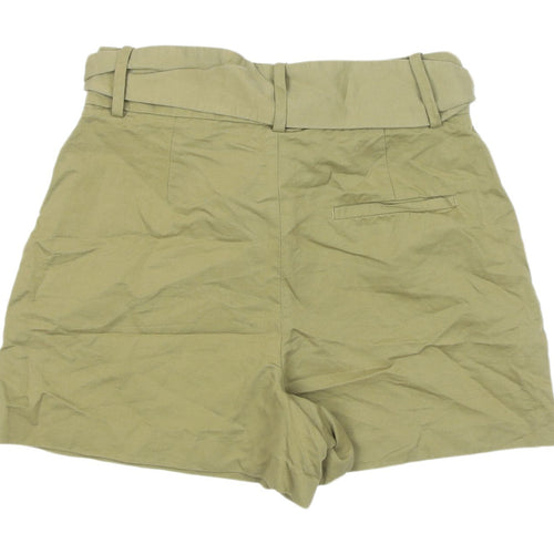 Zara Women's Green Paperbag Shorts Size S High-Rise
