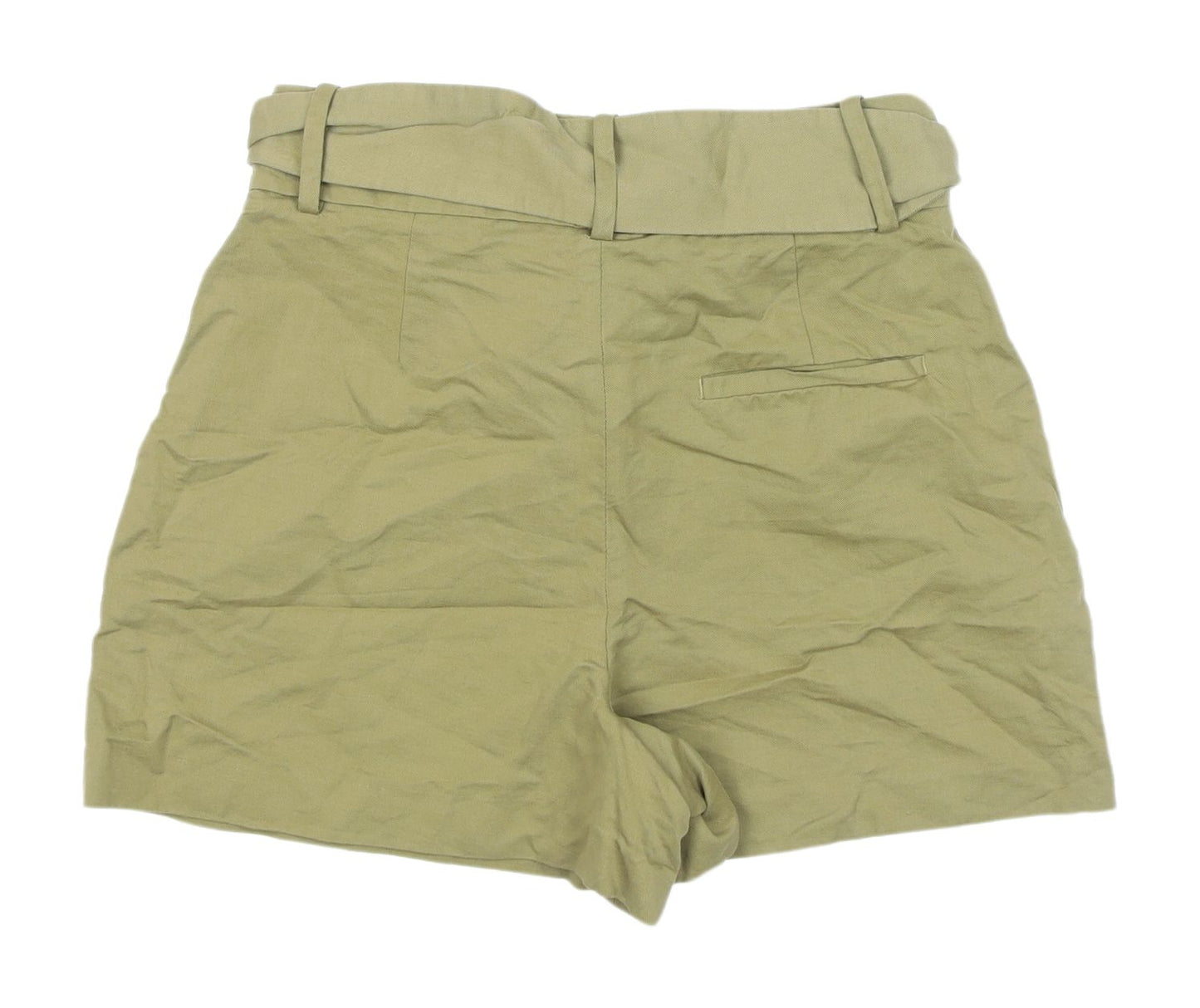 Zara Women's Green Paperbag Shorts Size S High-Rise