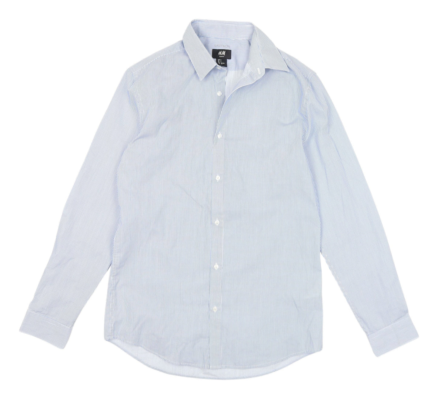 H&M Men's Blue Striped Slim Fit Casual Shirt S