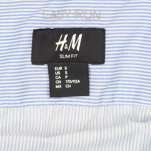 H&M Men's Blue Striped Slim Fit Casual Shirt S