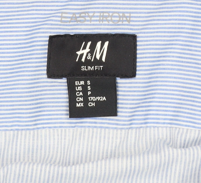H&M Men's Blue Striped Slim Fit Casual Shirt S