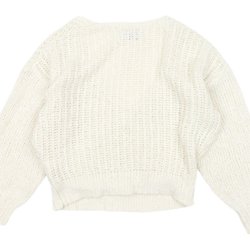 ASOS Women's White Wrap Knit V-Neck Jumper Sz 10