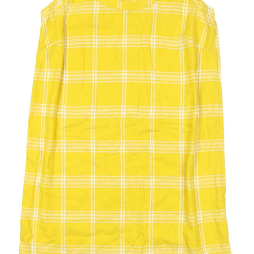 Marks and Spencer Yellow Check Womens Shift Dress Size 8