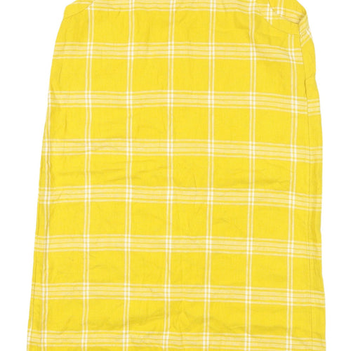 Marks and Spencer Yellow Check Womens Shift Dress Size 8