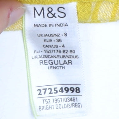 Marks and Spencer Yellow Check Womens Shift Dress Size 8