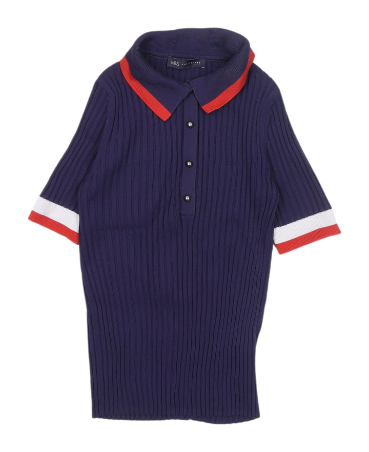 Marks and Spencer Women's Blue Polo Shirt Size 6