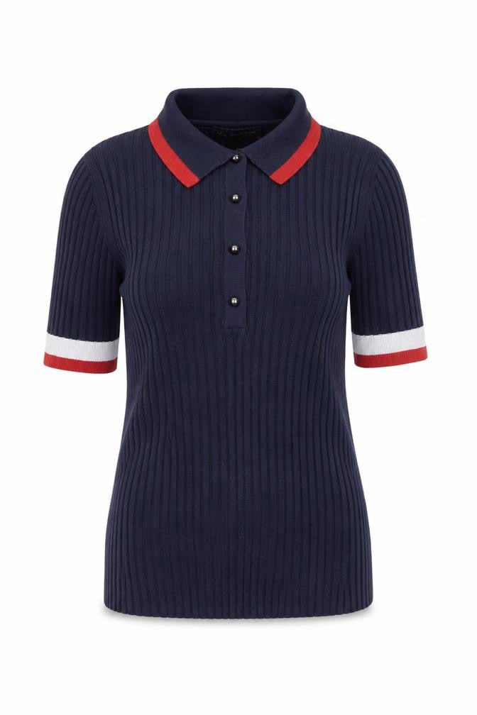 Front view of Marks & Spencer Women's Blue Polo Shirt, size 6