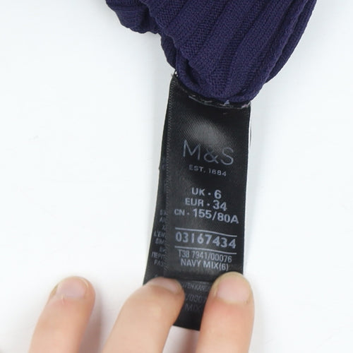 Marks and Spencer Women's Blue Polo Shirt Size 6