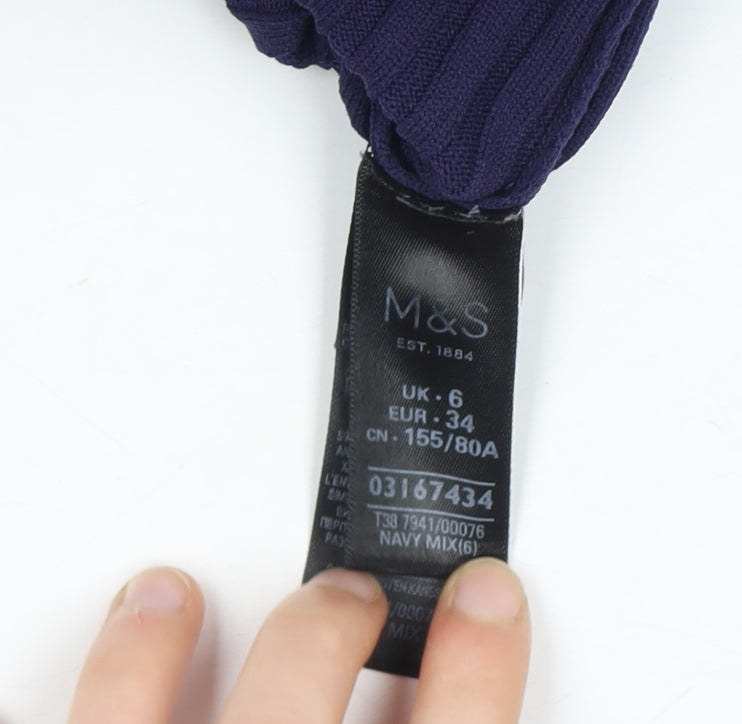 Marks and Spencer Women's Blue Polo Shirt Size 6