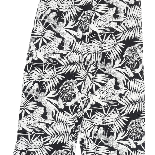 Warehouse Women's Cropped Black Animal Print Trousers