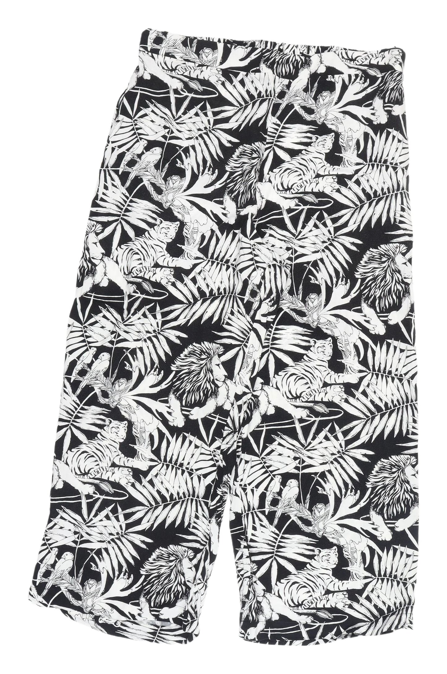 Warehouse Women's Cropped Black Animal Print Trousers