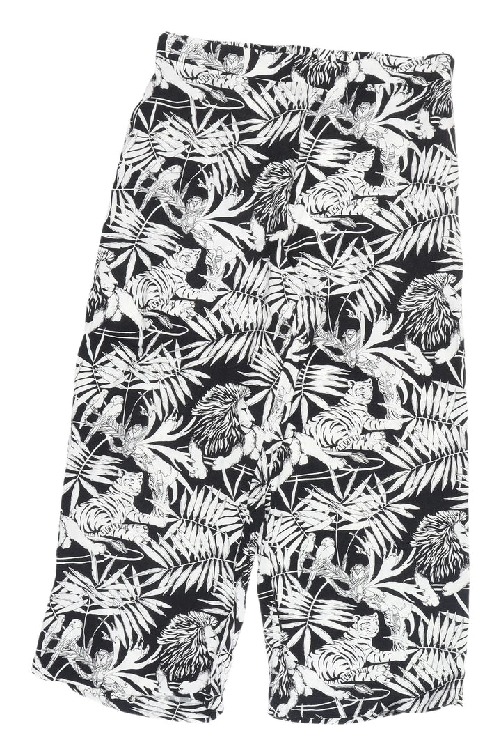 Warehouse Women's Cropped Black Animal Print Trousers