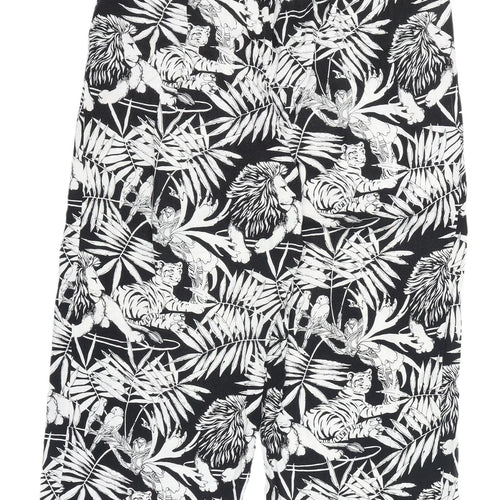 Warehouse Women's Cropped Black Animal Print Trousers