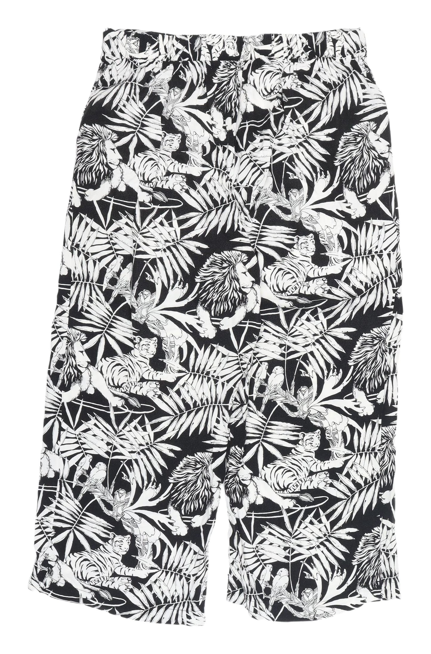 Warehouse Women's Cropped Black Animal Print Trousers
