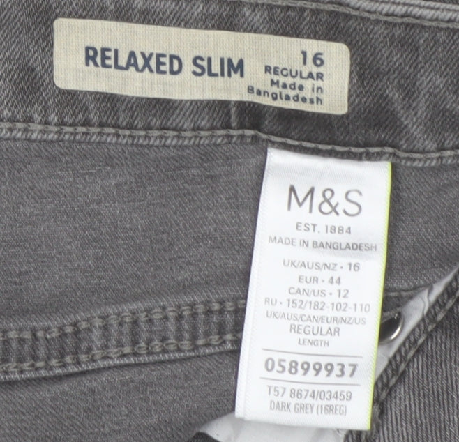 Marks & Spencer Women's Grey Straight Jeans Size 16