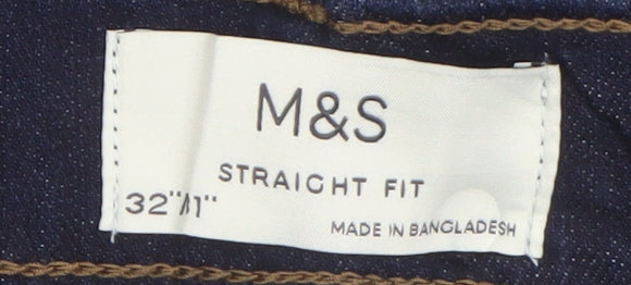 Marks and Spencer Men's Blue Straight Jeans