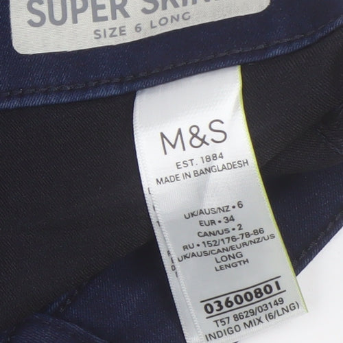 Marks and Spencer Women's Blue Skinny Jeans, Size 6