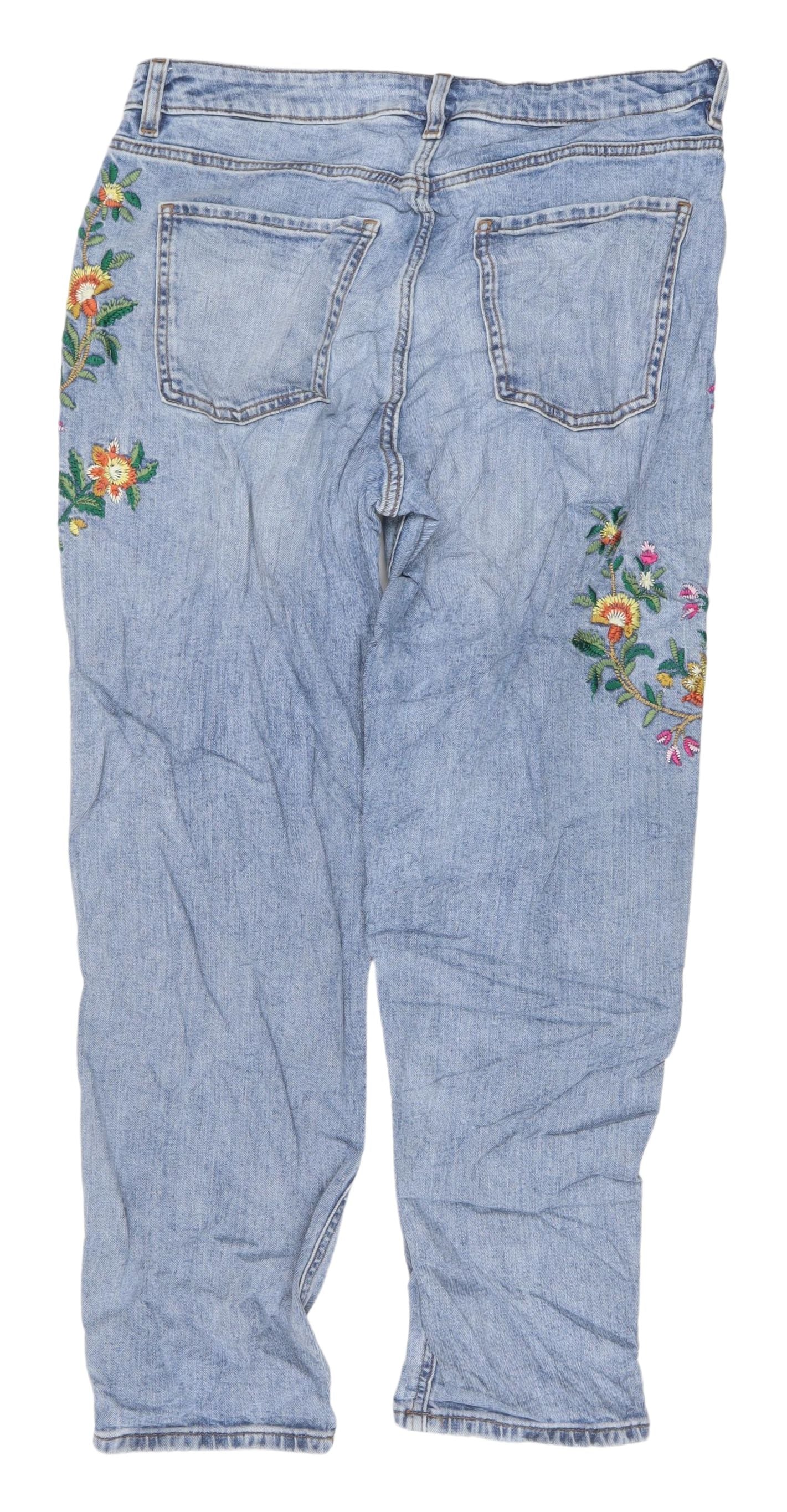 Marks and Spencer Women's Blue Embroidered Jeans Size 14