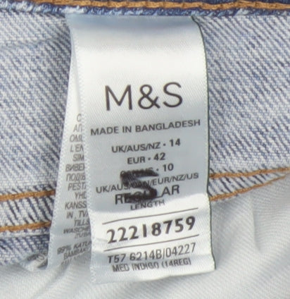 Marks and Spencer Women's Blue Embroidered Jeans Size 14