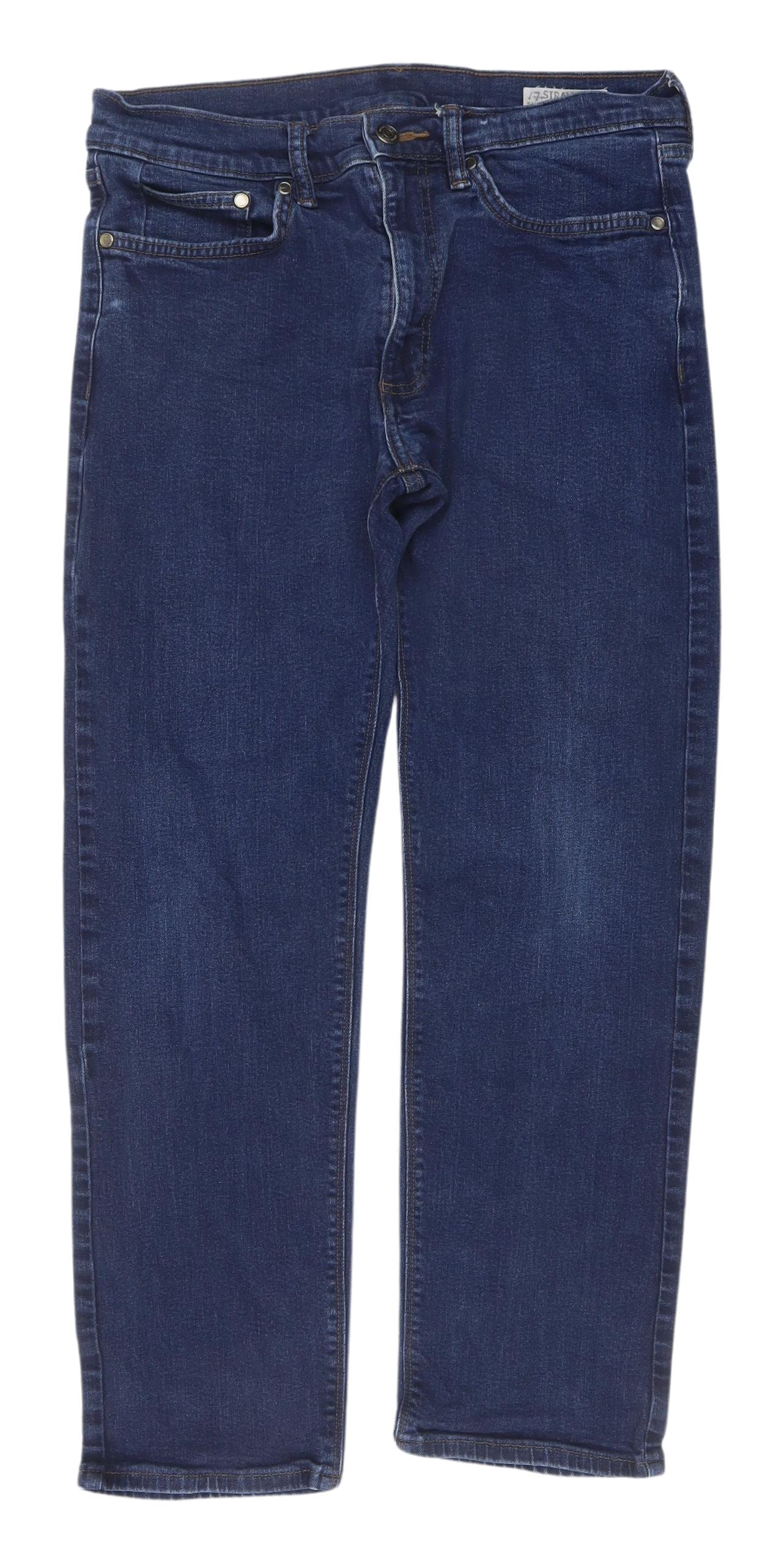Marks and Spencer Men's Blue Straight Jeans 32W 29L