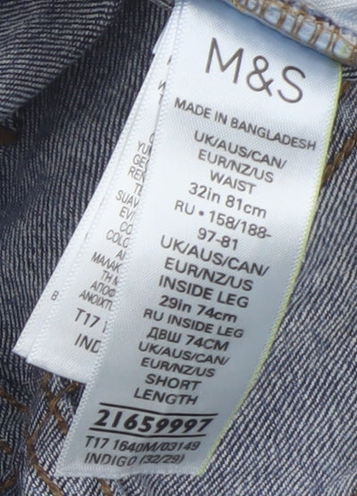 Marks and Spencer Men's Blue Straight Jeans 32W 29L