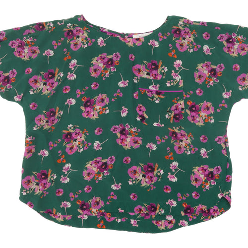 Per Una Women's Green Floral Blouse, Size 14, Cupro, Casual