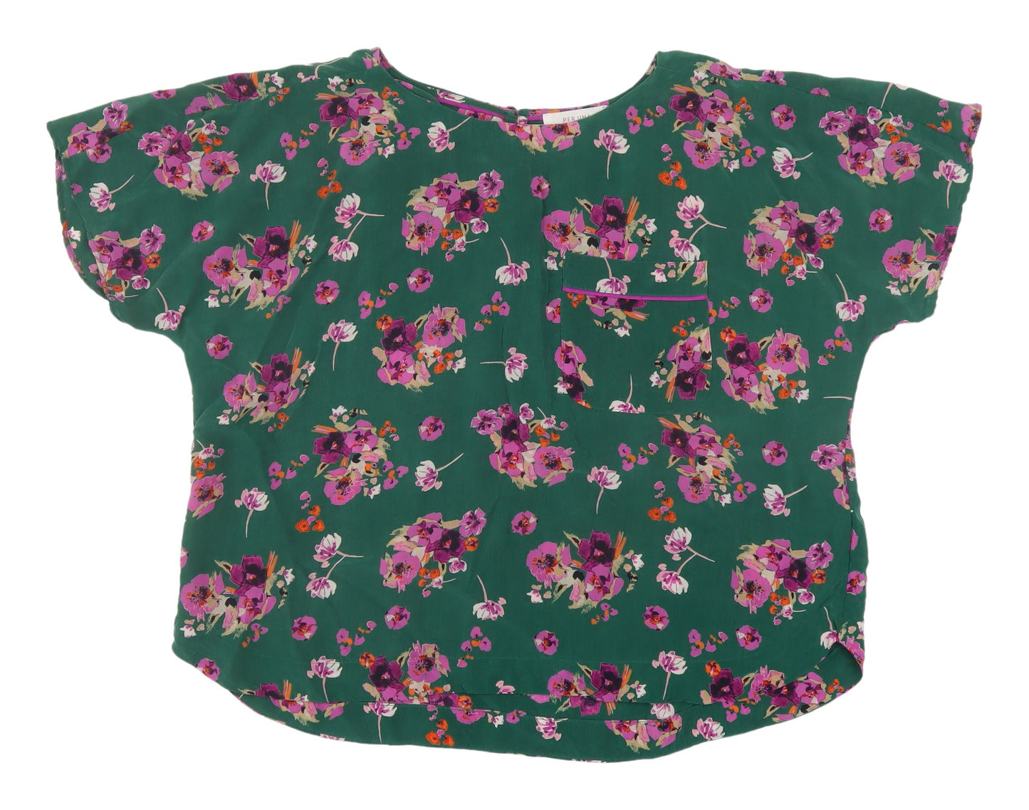 Per Una Women's Green Floral Blouse, Size 14, Cupro, Casual