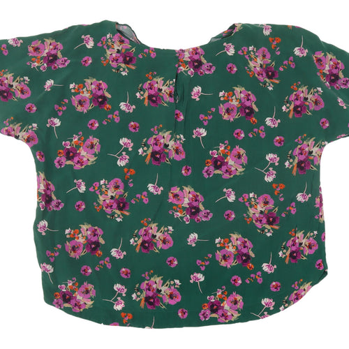 Per Una Women's Green Floral Blouse, Size 14, Cupro, Casual