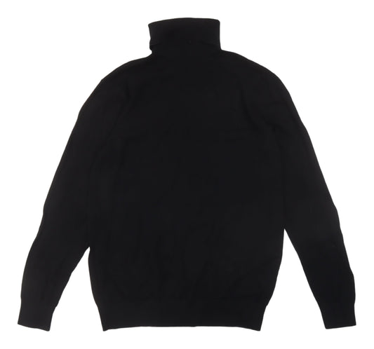 H&M Men's Black High Neck Pullover, Medium, Casual