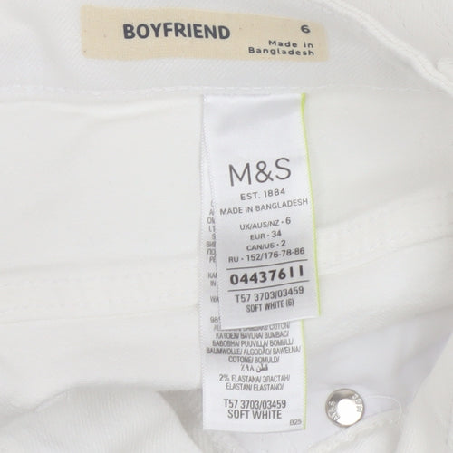 Marks and Spencer Women's White Boyfriend Shorts