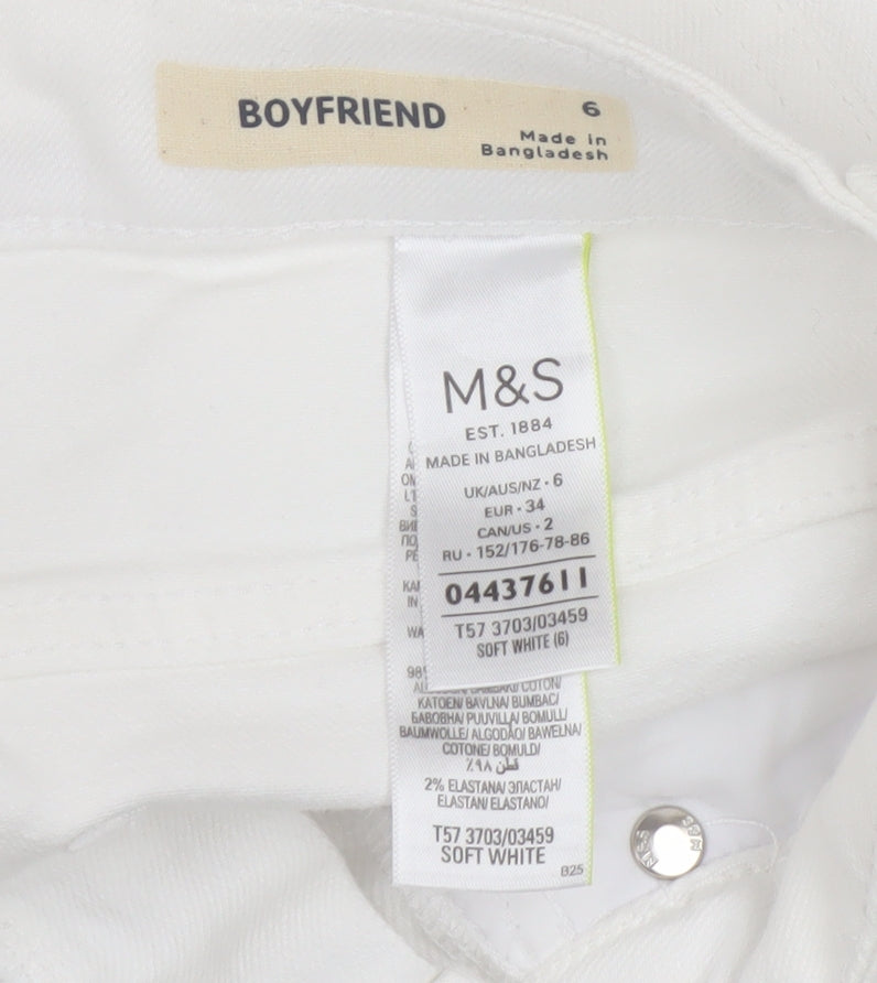Marks and Spencer Women's White Boyfriend Shorts