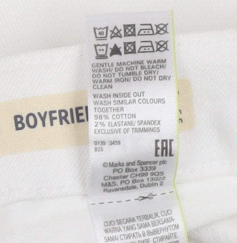 Marks and Spencer Women's White Boyfriend Shorts