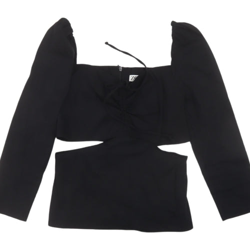 Zara Women's Black Cropped Blouse XS