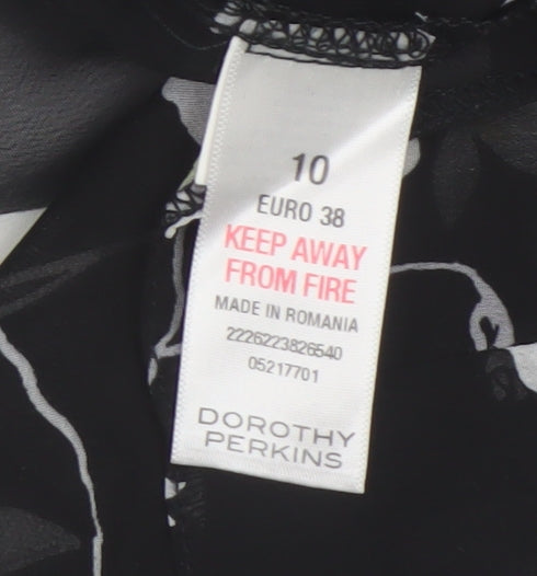 Dorothy Perkins Women's Black Floral Blouse, Size 10