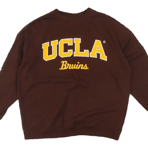 H&M Unisex Brown Graphic Sweatshirt, Size 8, Cotton Polyester