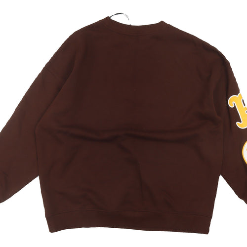 H&M Unisex Brown Graphic Sweatshirt, Size 8, Cotton Polyester