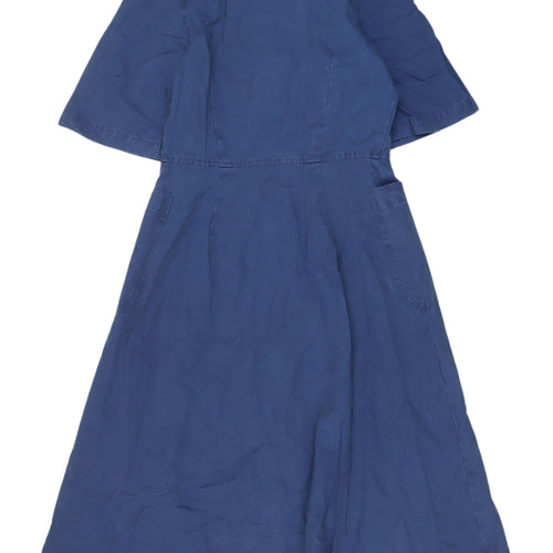 Finery Women's Blue Shirt Dress, UK 8, Cotton-Linen